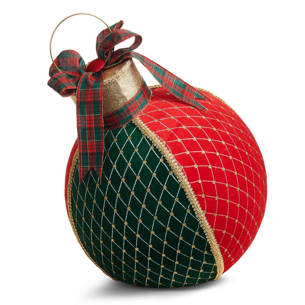 RAZ Imports 15.25" Red and Green Velvet Table Top Ornament