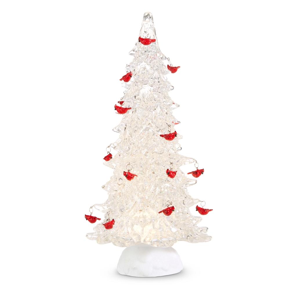 RAZ Imports 15" Lighted Tree with Cardinal Ornaments and Swirling Glitter