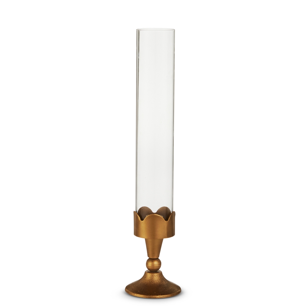 RAZ Imports 16.25" Gold Scalloped Hurricane Candlestick