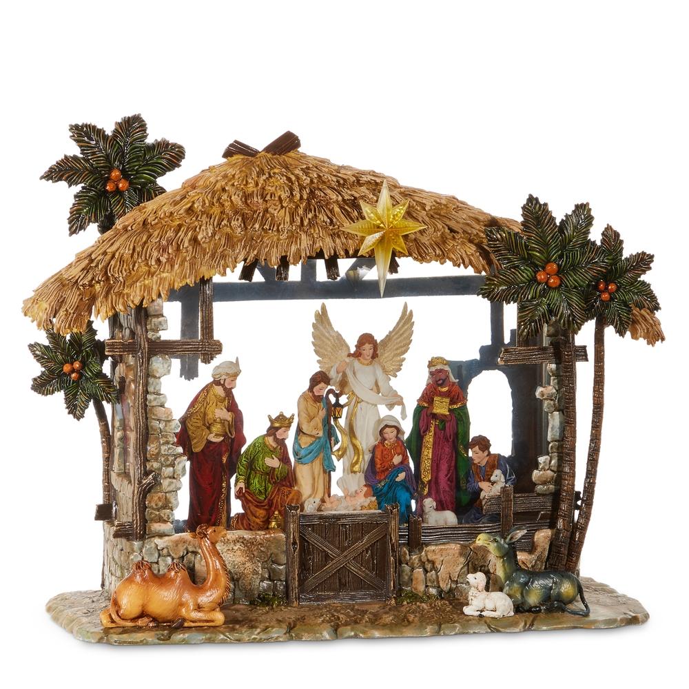 RAZ Imports 16.5" Swirling Glitter Nativity with Creche