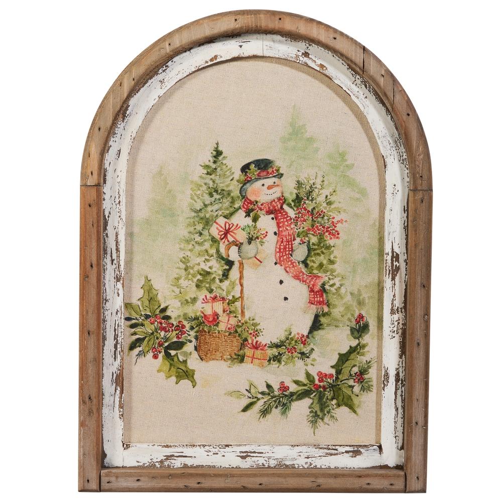 RAZ Imports 16.5" Watercolor Holiday Snowman Framed Wall Art
