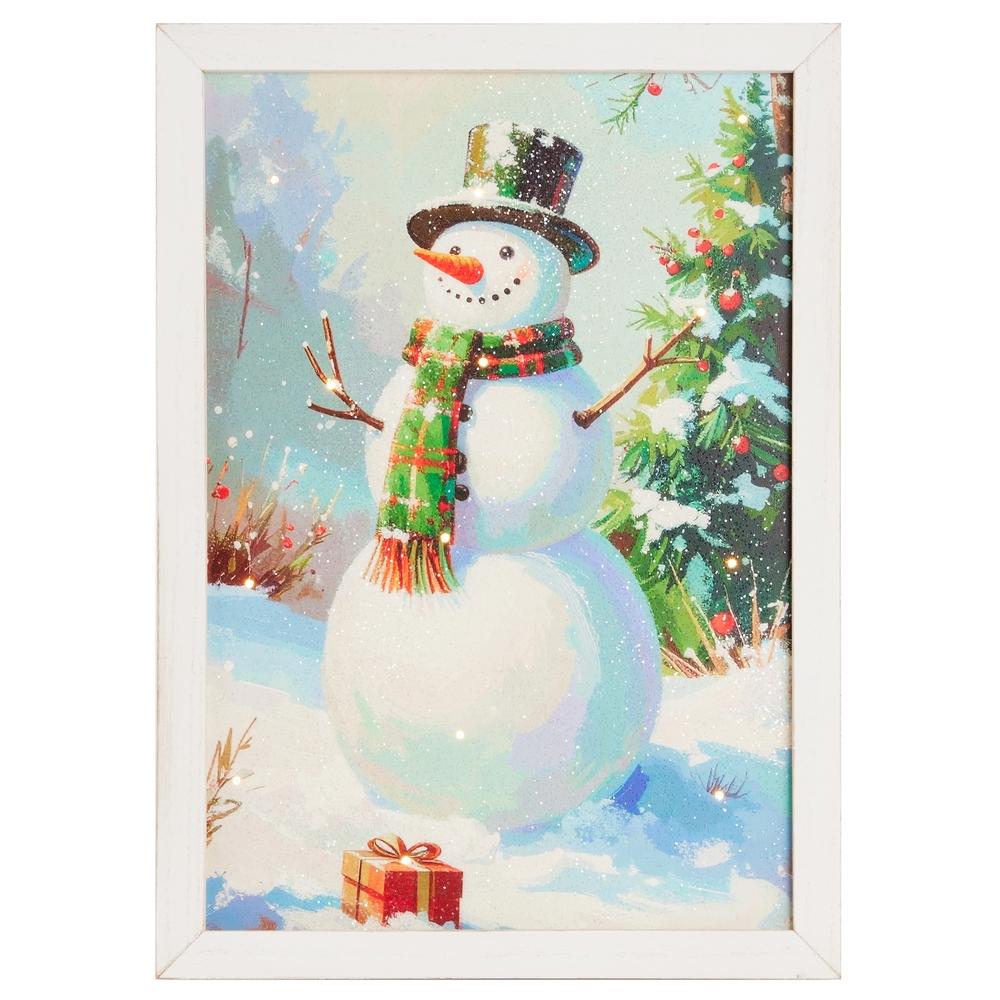 RAZ Imports 16" Framed Gift Beneath the Snowman Lit Print