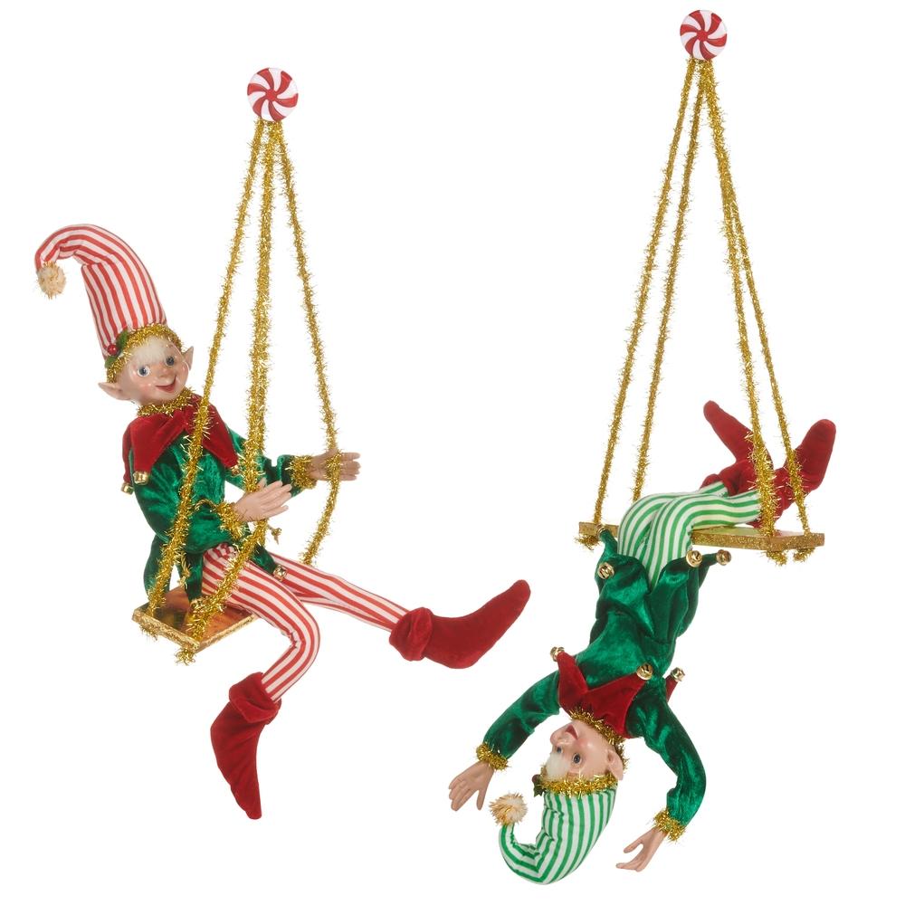 RAZ Imports 16" Holiday Trapeze Posable Elf Ornament