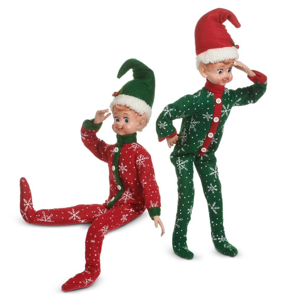 RAZ Imports 16" Home For The Holidays Pajama Posable Elf Ornament