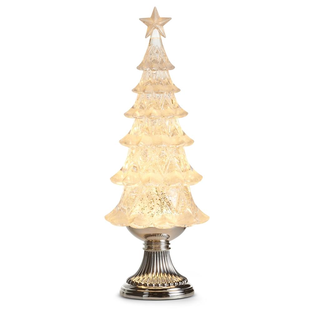 RAZ Imports 16" Lighted Silver Swirling Glitter Tree