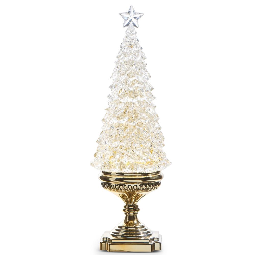 RAZ Imports 17" Lighted Tree with Gold Swirling Glitter