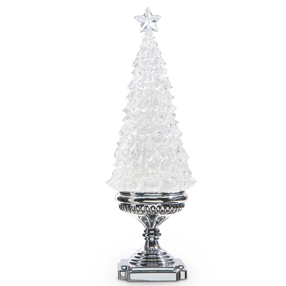 RAZ Imports 17" Lighted Tree with Silver Swirling Glitter