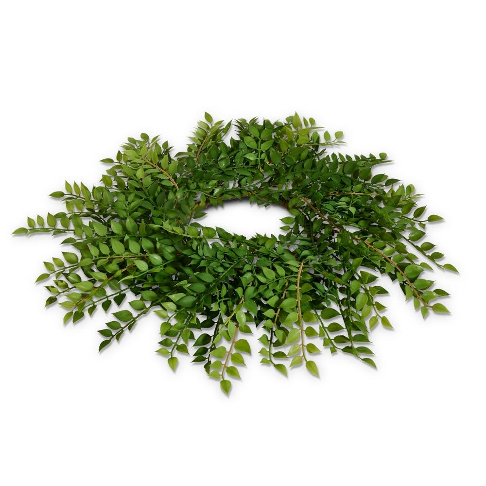 RAZ Imports 18" Green Ruscus Mini Wreath-Candle Ring