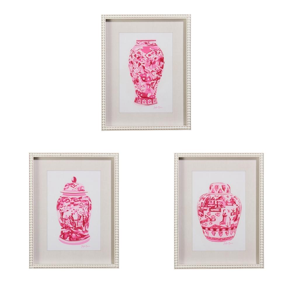 RAZ Imports 18" Pink Chinoiserie Container Framed Wall Art