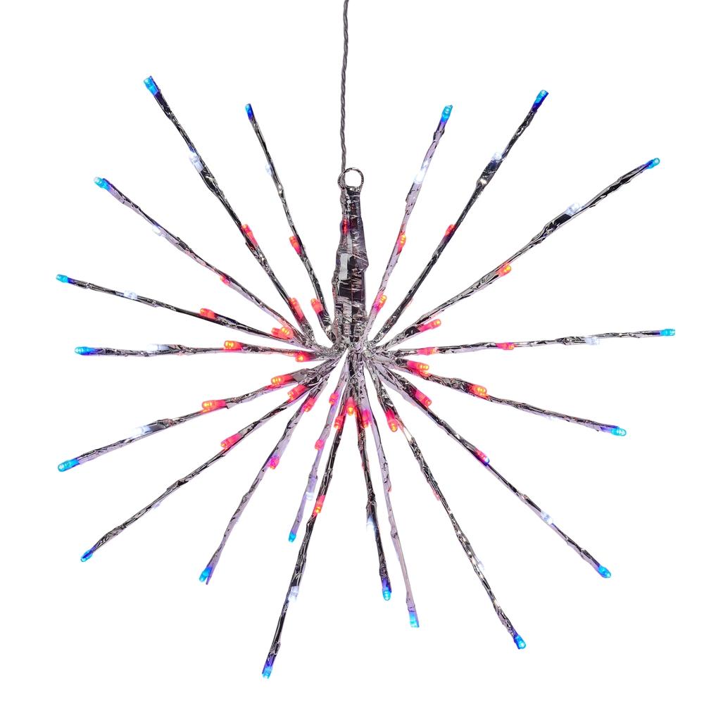 RAZ Imports 18" Silver Starburst with Red White and Blue Lights