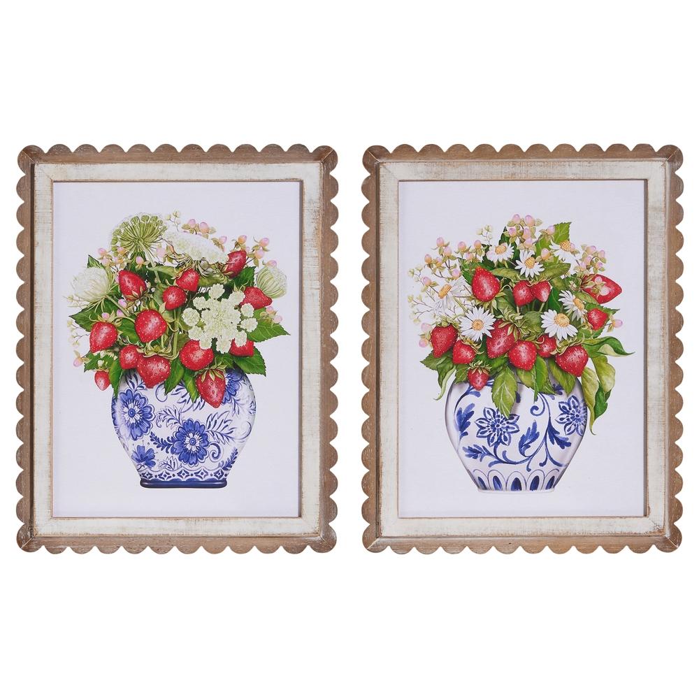 RAZ Imports 18" Wild Berry in Vase Scalloped Framed Wall Art