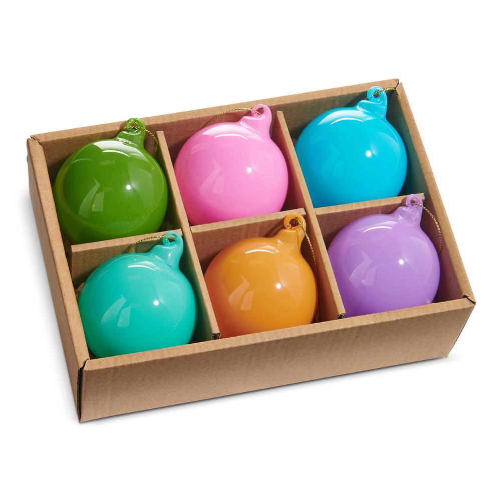 RAZ Imports 2.25" Box Set of Opaque Blown Glass Ball Ornaments