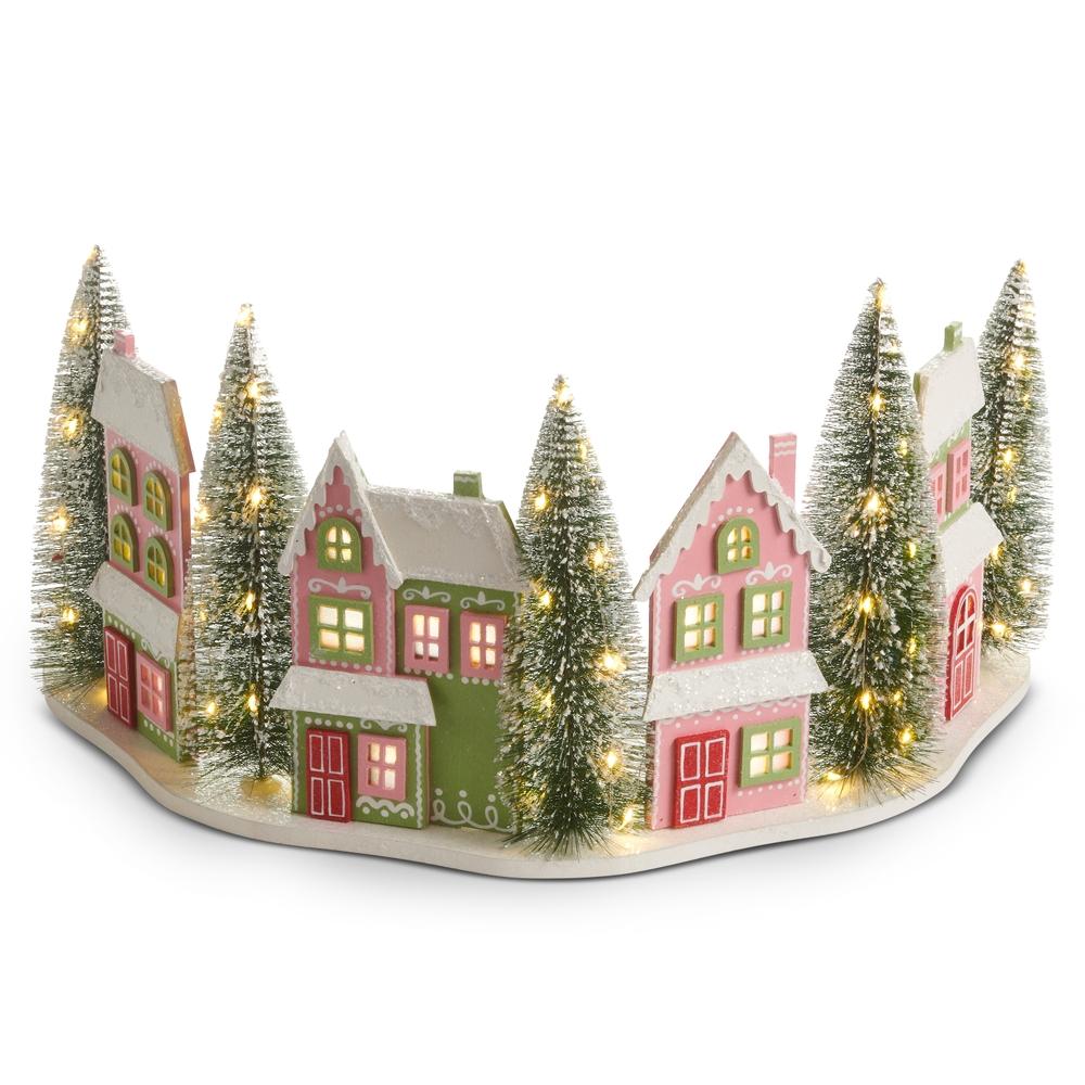 RAZ Imports 20" Lighted Gingerbread House Half Tree Collar