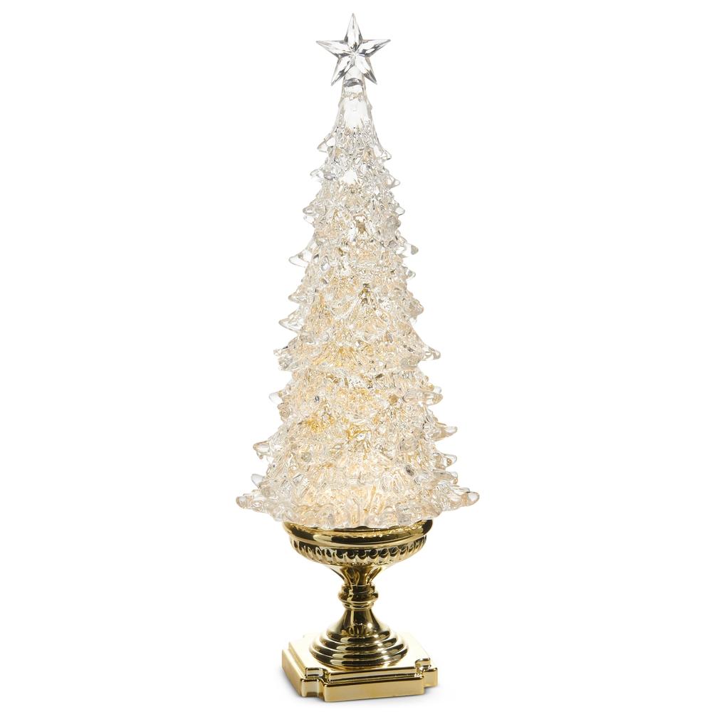 RAZ Imports 20" Lighted Tree with Swirling Gold Glitter