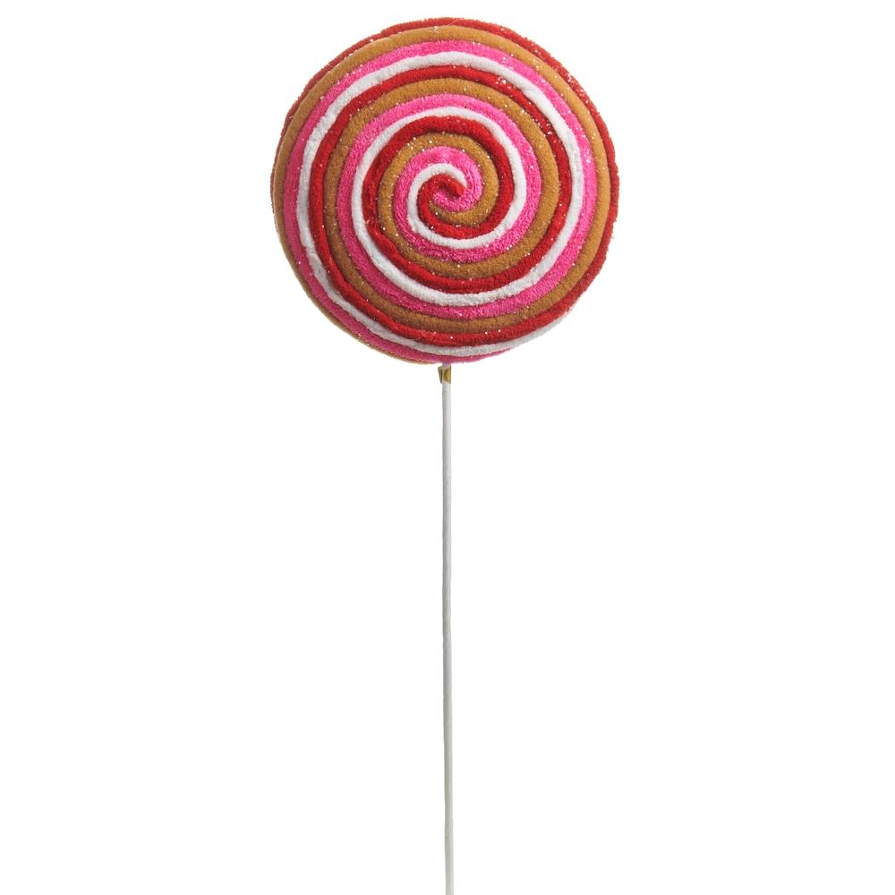 RAZ Imports 20" Pink Red and Gingerbread Lollipop Stem