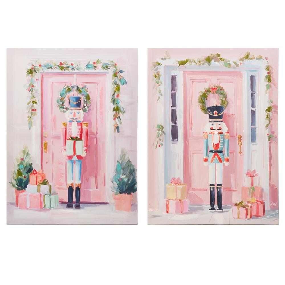 RAZ Imports 21.75" Pink Door and Nutcracker Wall Art