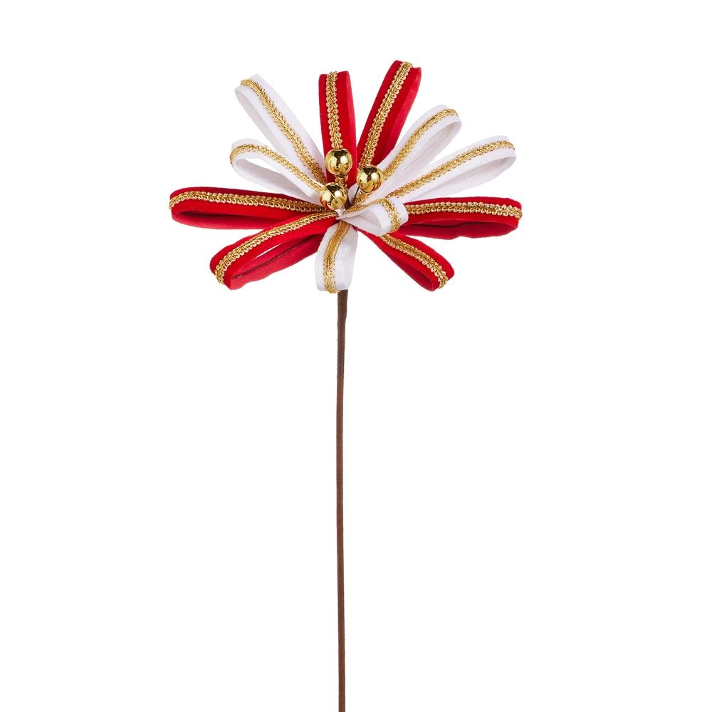 RAZ Imports 21" Red and White Velvet Loop Flower Stem