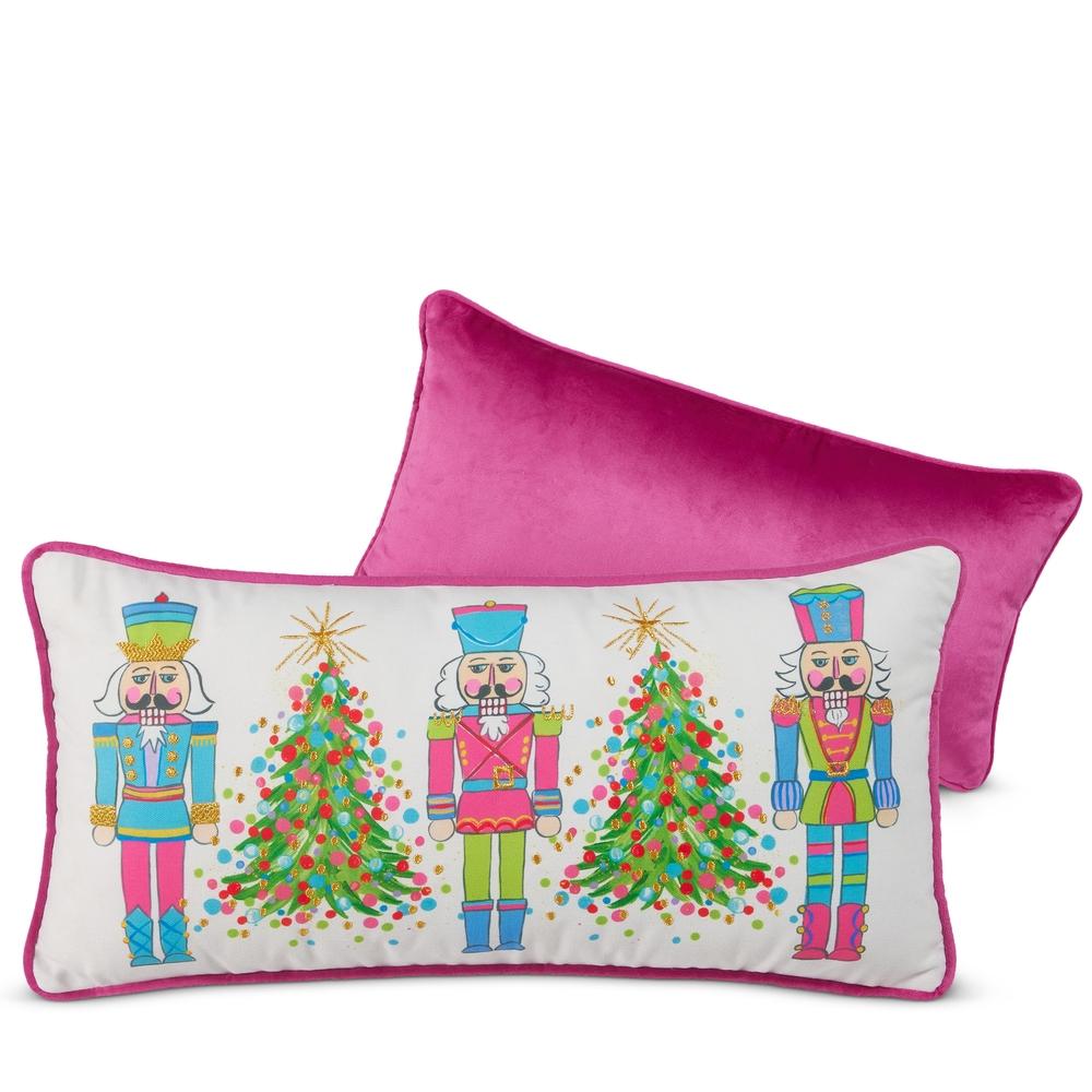 RAZ Imports 22" Candy Shop Trees and Nutcrackers Lumbar Pillow