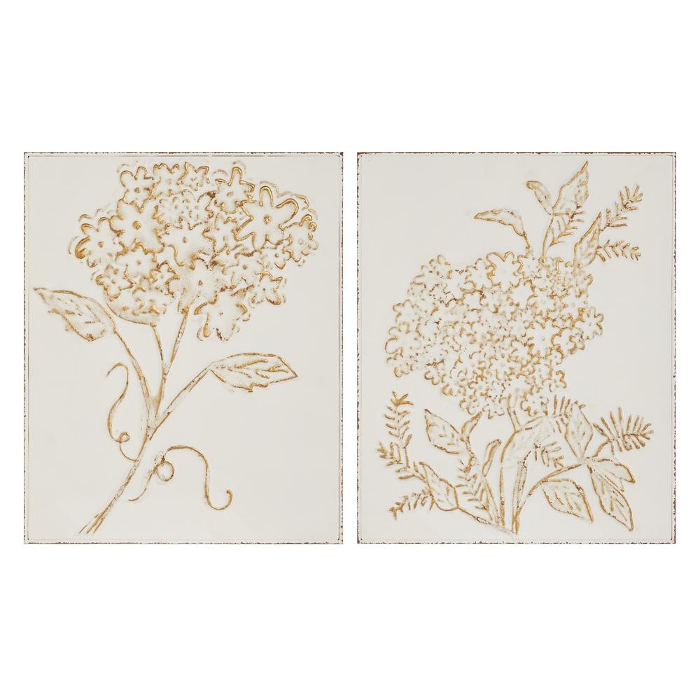 RAZ Imports 22" Hydrangea Stem Stamped Metal Wall Art