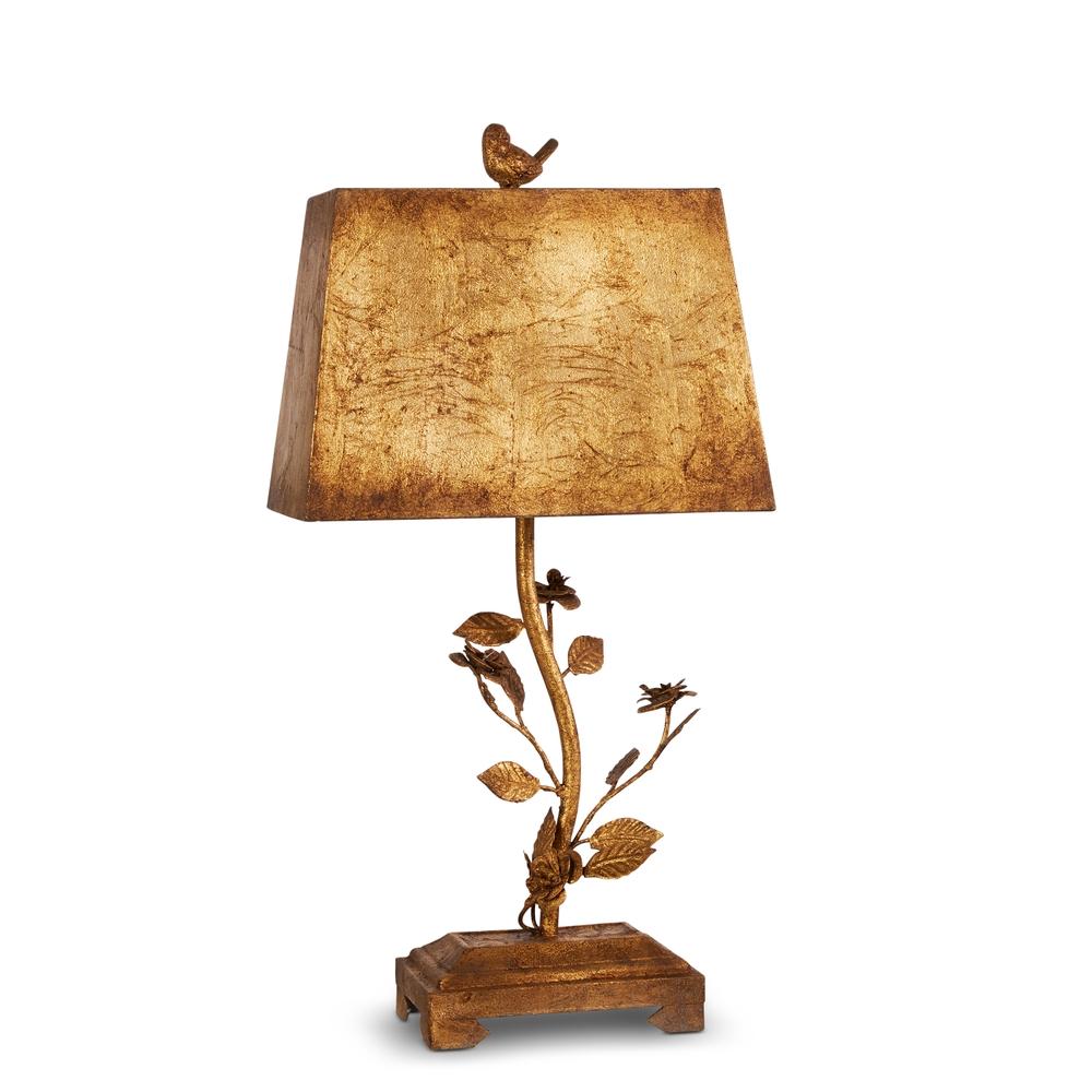 RAZ Imports 25" Distressed Gold Bird Lamp with Shade