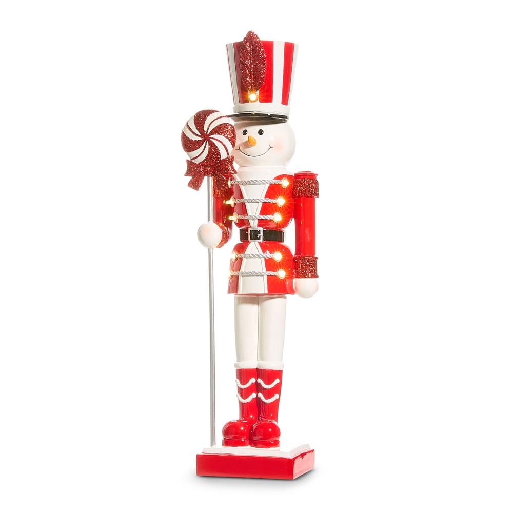 RAZ Imports 25" Lighted Peppermint Snowman Nutcracker