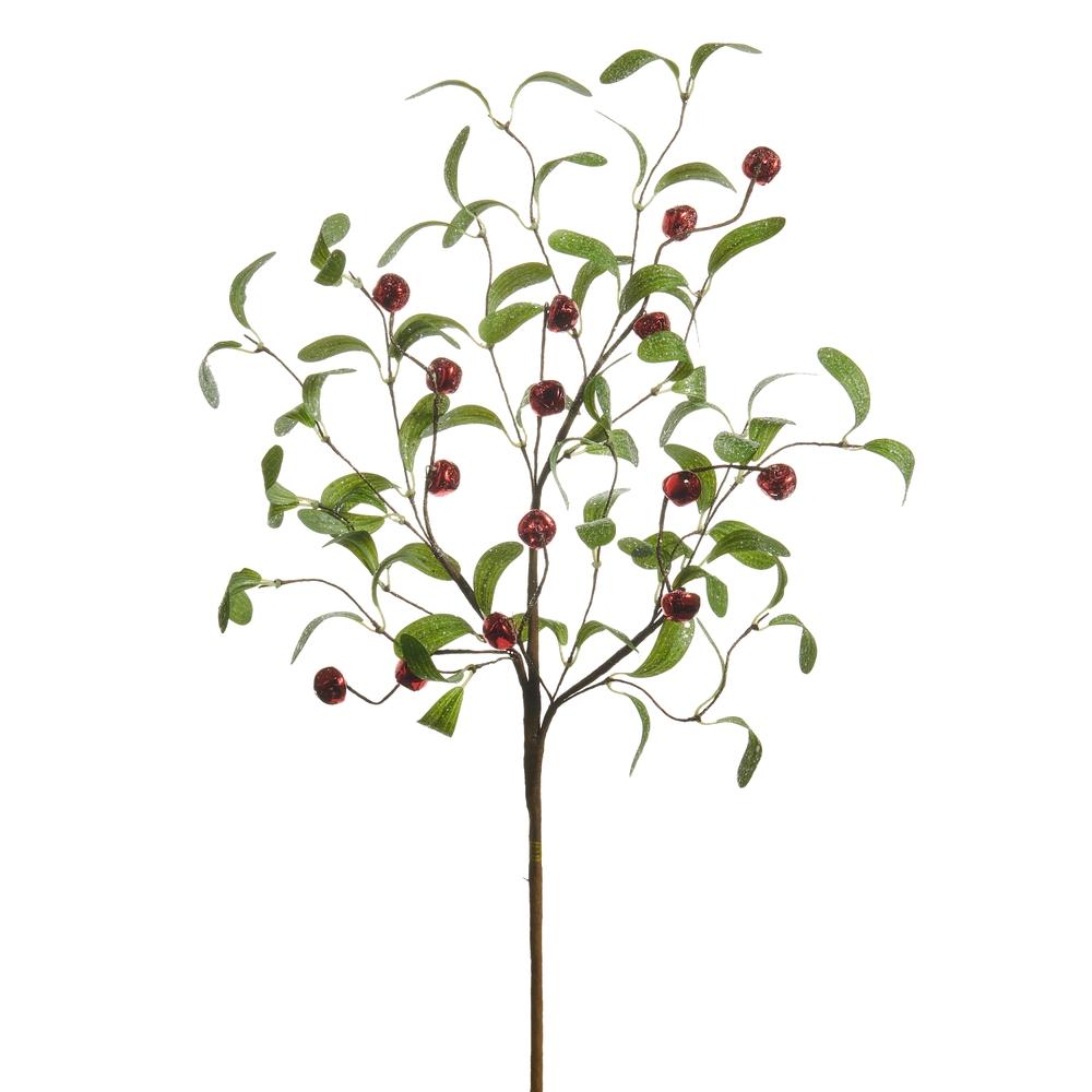 RAZ Imports 26" Iced Mistletoe and Red Jingle Bell Spray