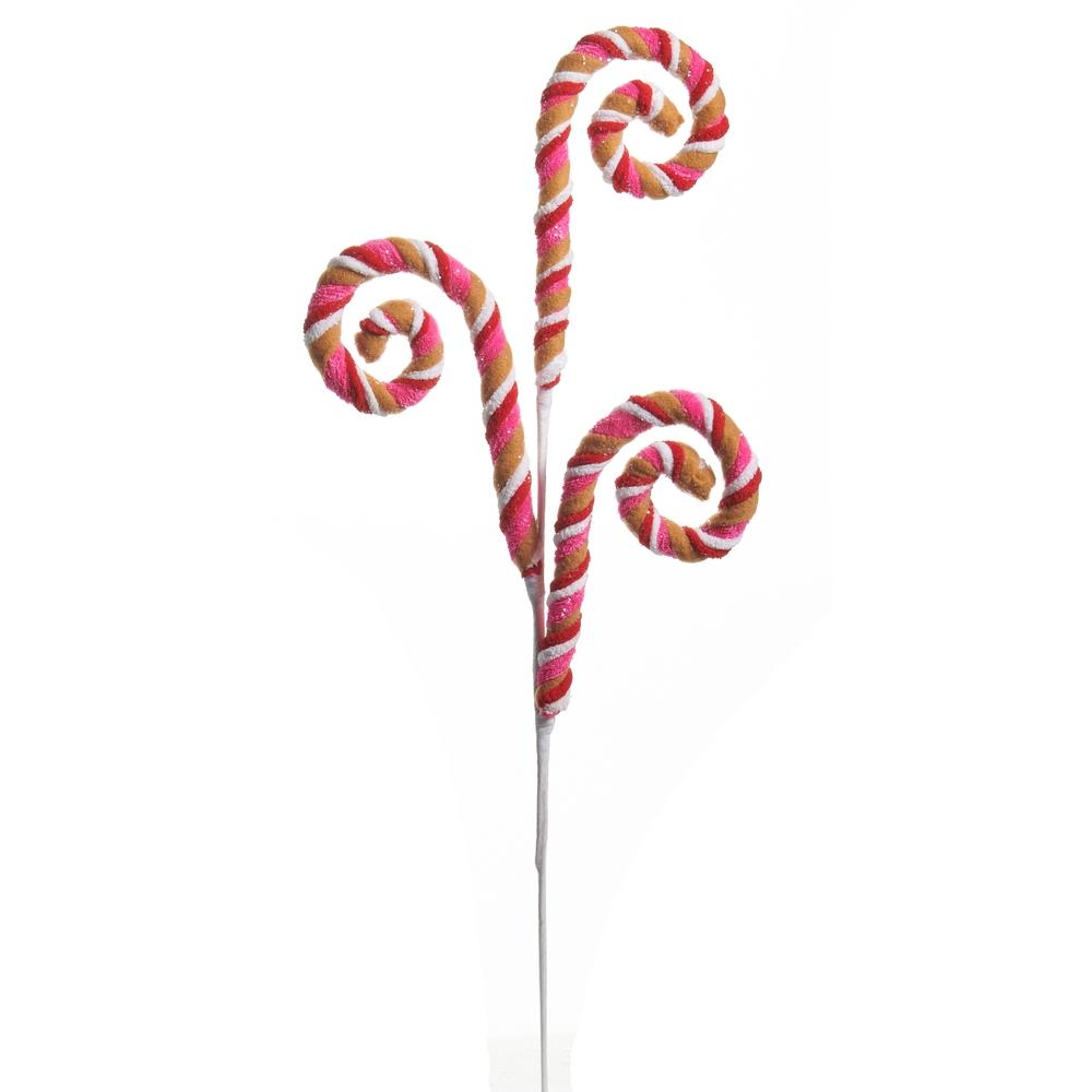 RAZ Imports 26" Pink Red and Gingerbread Lollipop Swirly Spray