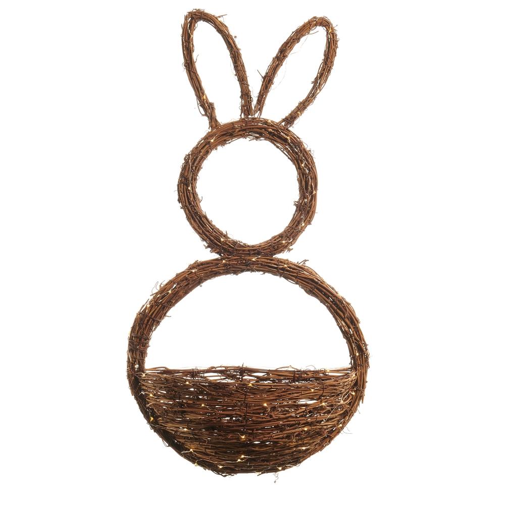 RAZ Imports 28.5" Lighted Grapevine Bunny Wreath Basket