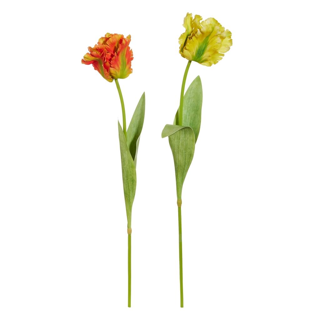 RAZ Imports 28" Real Touch Orange Yellow Parrot Tulip Stem