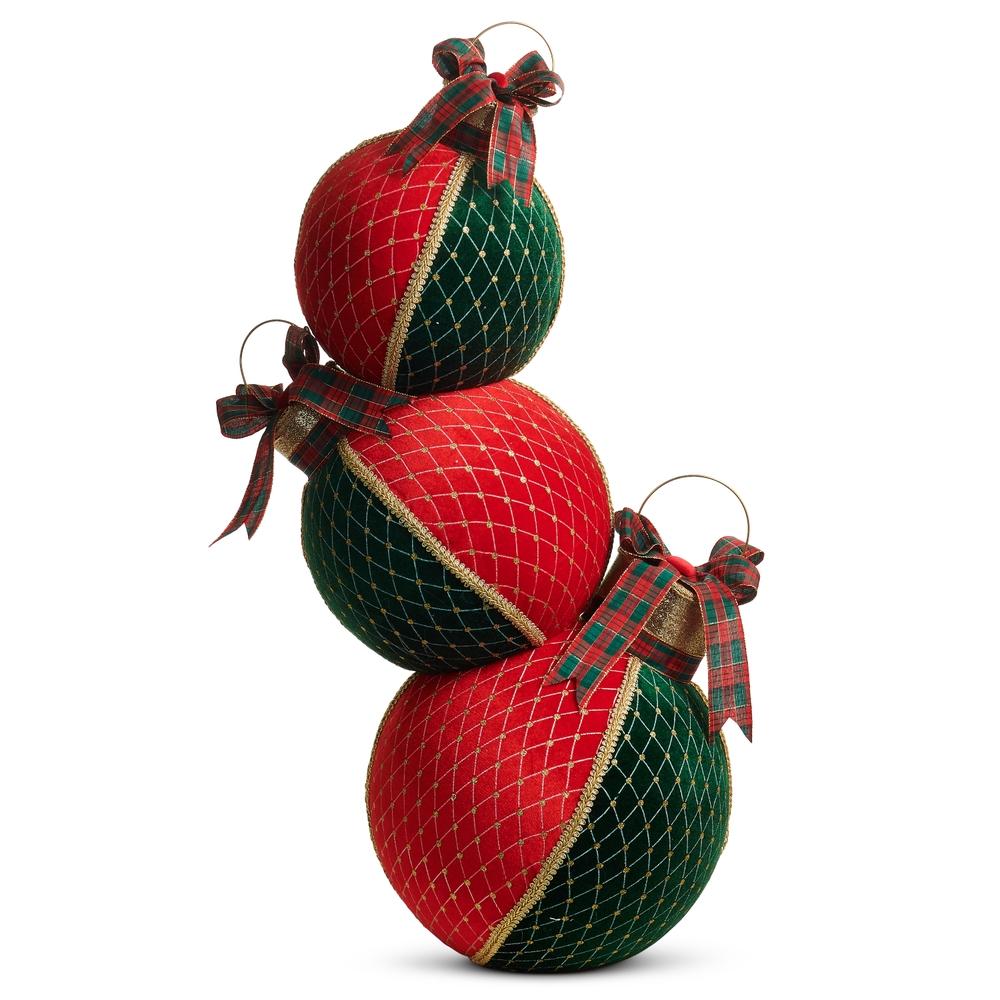 RAZ Imports 29.5" Red and Green Velvet Stacked Ornaments