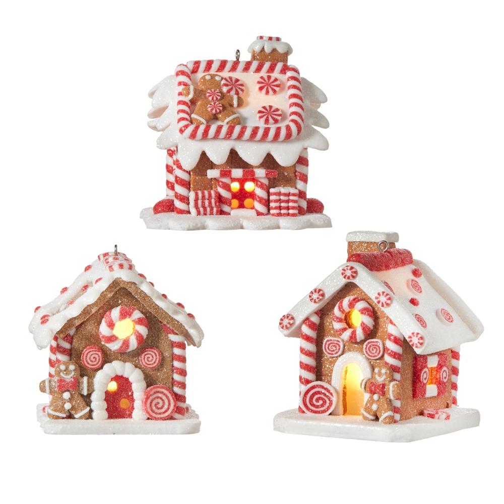 RAZ Imports 3.25" Lighted Gingerbread House Ornament