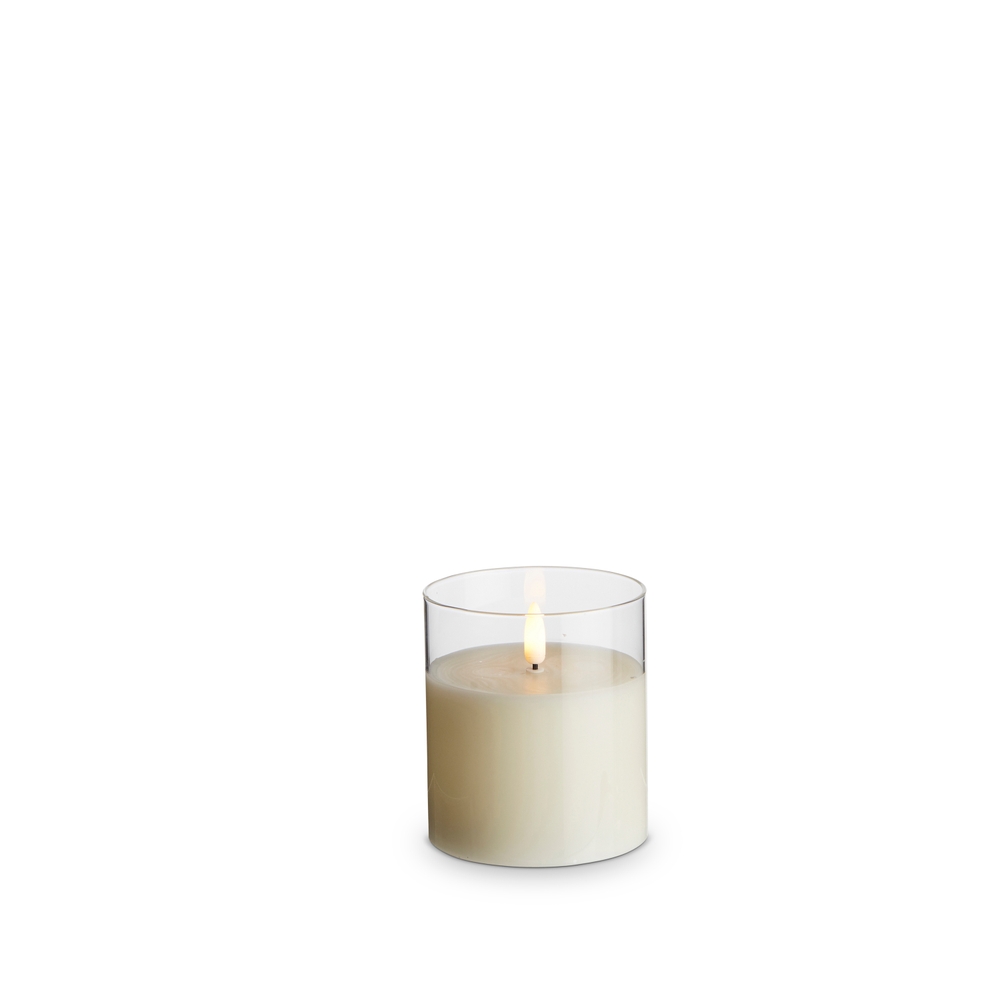RAZ Imports 3.5" x 4" Clear Glass Ivory Pillar Candle