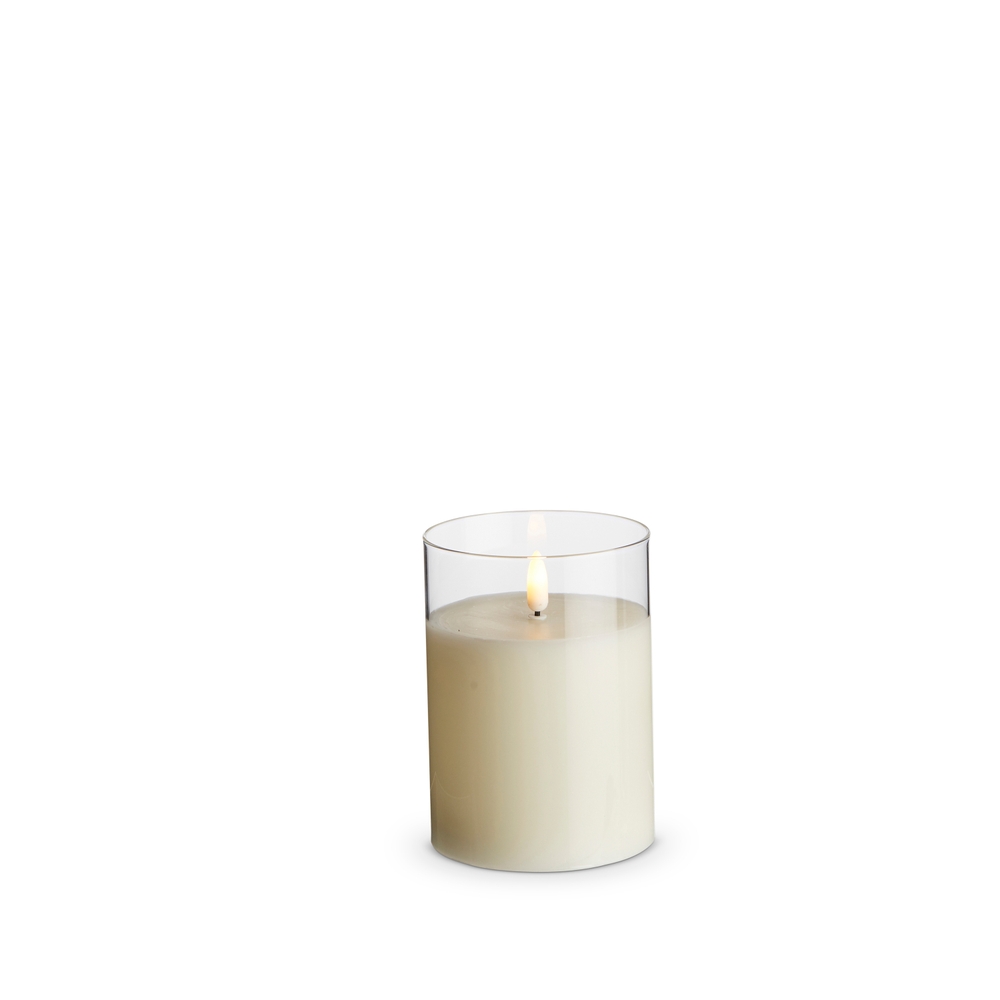RAZ Imports 3.5" x 5" Clear Glass Ivory Pillar Candle
