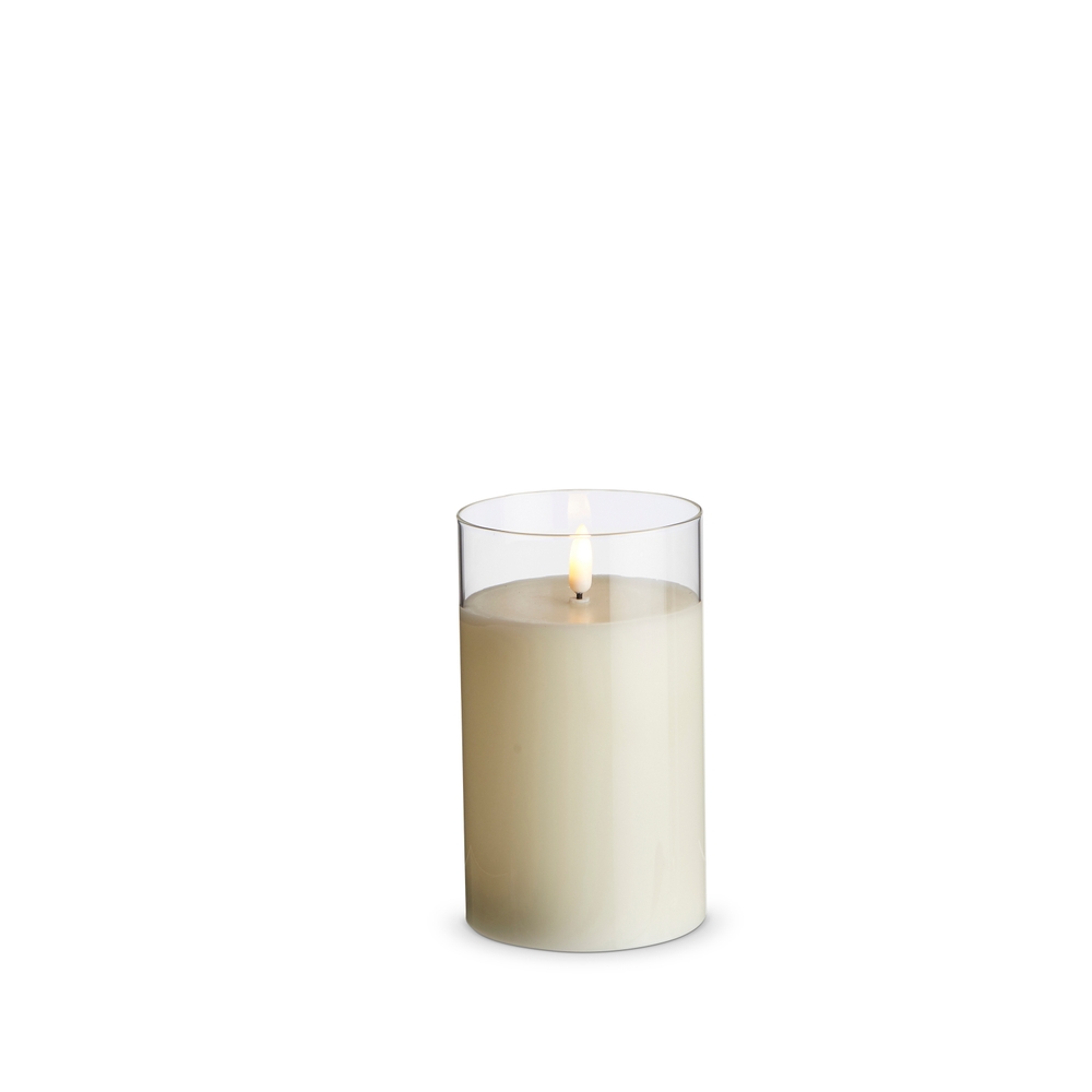 RAZ Imports 3.5" x 6" Clear Glass Ivory Pillar Candle