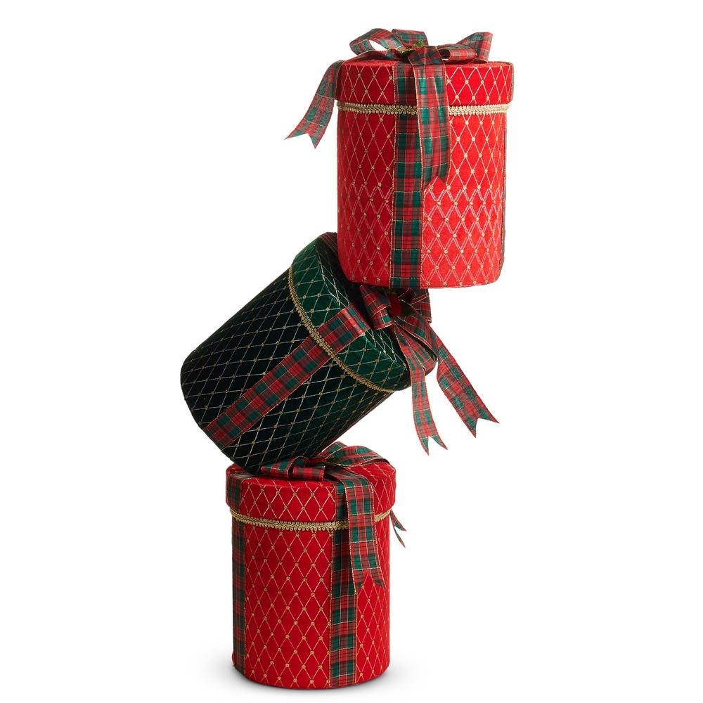 RAZ Imports 32" Red and Green Velvet Stacked Packages