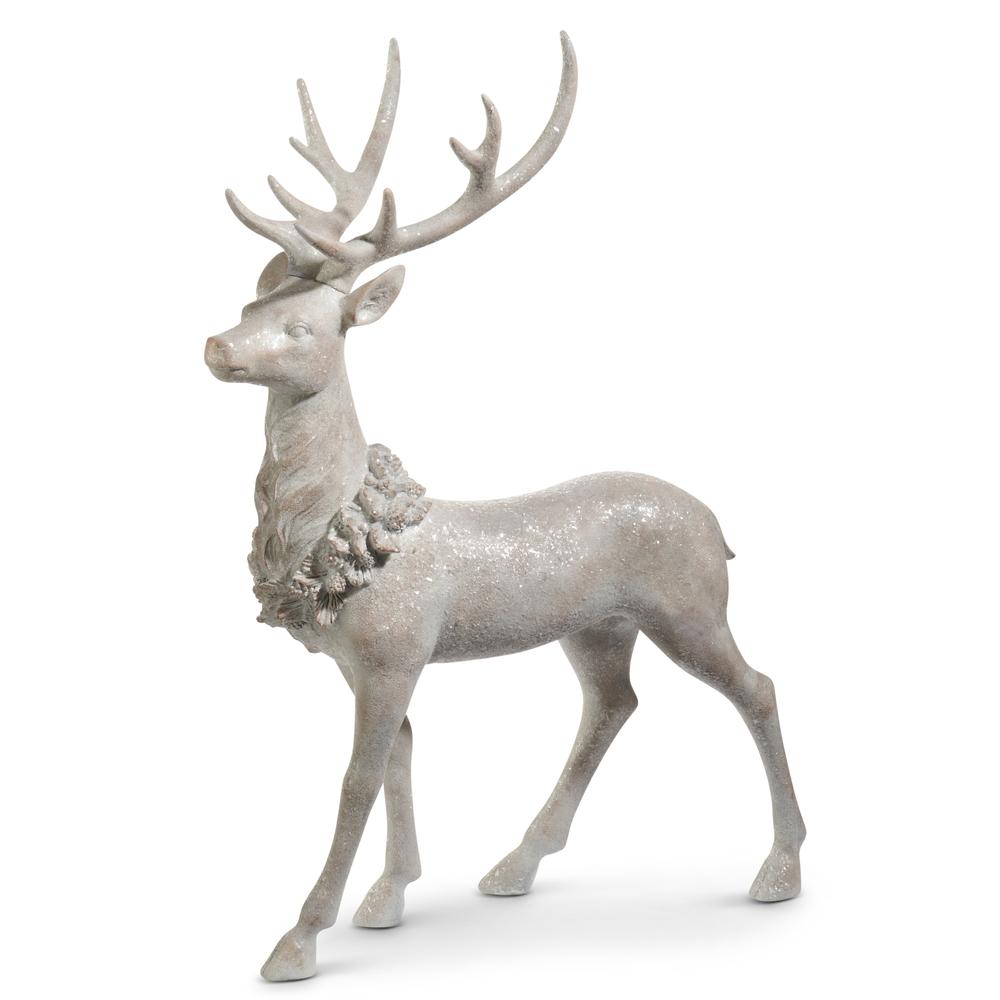 RAZ Imports 37.5" Iced Standing Deer with Holly Wreath
