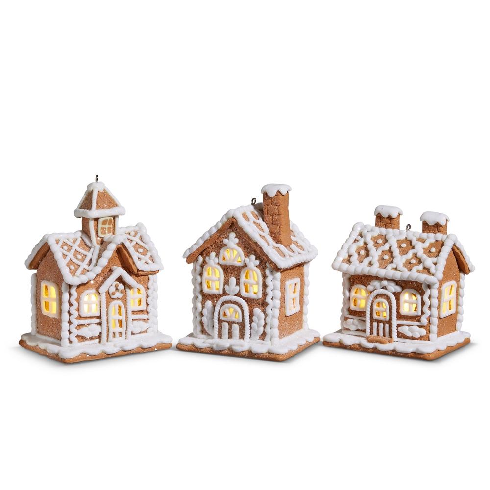 RAZ Imports 4.25" Lighted Gingerbread House Ornament