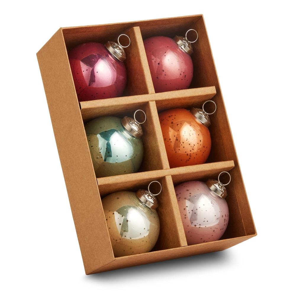 RAZ Imports 4" Box of Multicolored Pearlescent Ball Ornaments