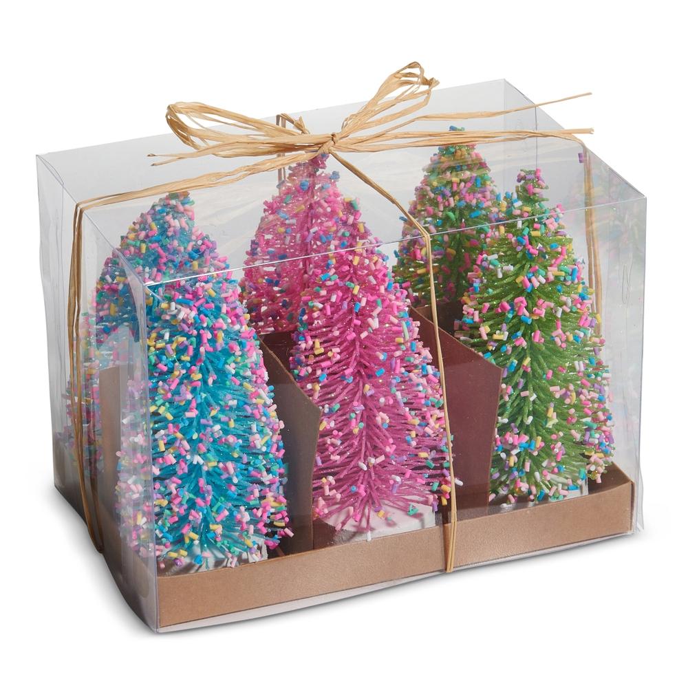 RAZ Imports 5.5" Box of 6 Bottle Brush Trees with Sprinkles