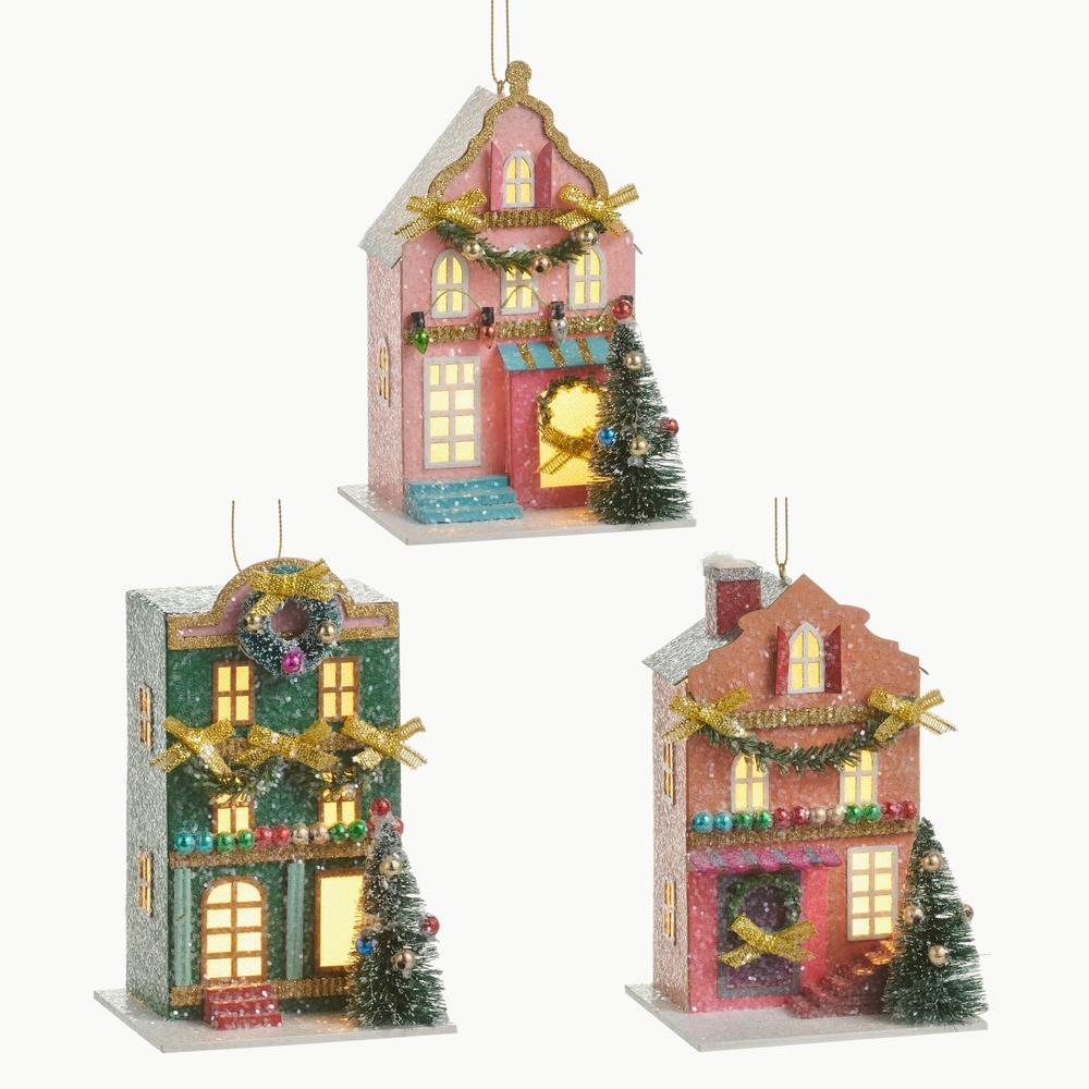 RAZ Imports 5.5" Lighted Paper Multicolored House Ornament