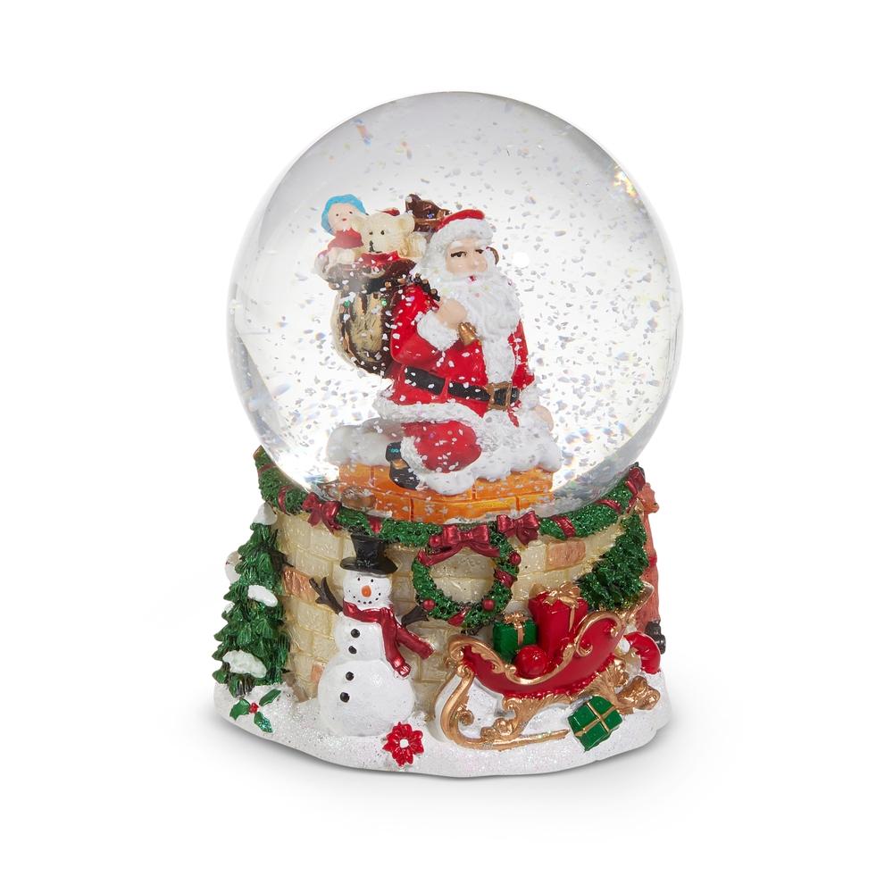 RAZ Imports 5.5" Musical Santa Out of the Chimney Water Globe