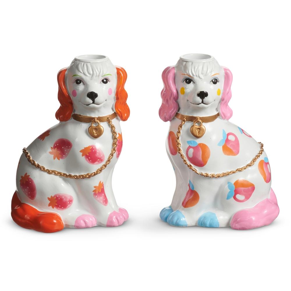 RAZ Imports 5.75" Dog Candle Holder with Fruit Motif