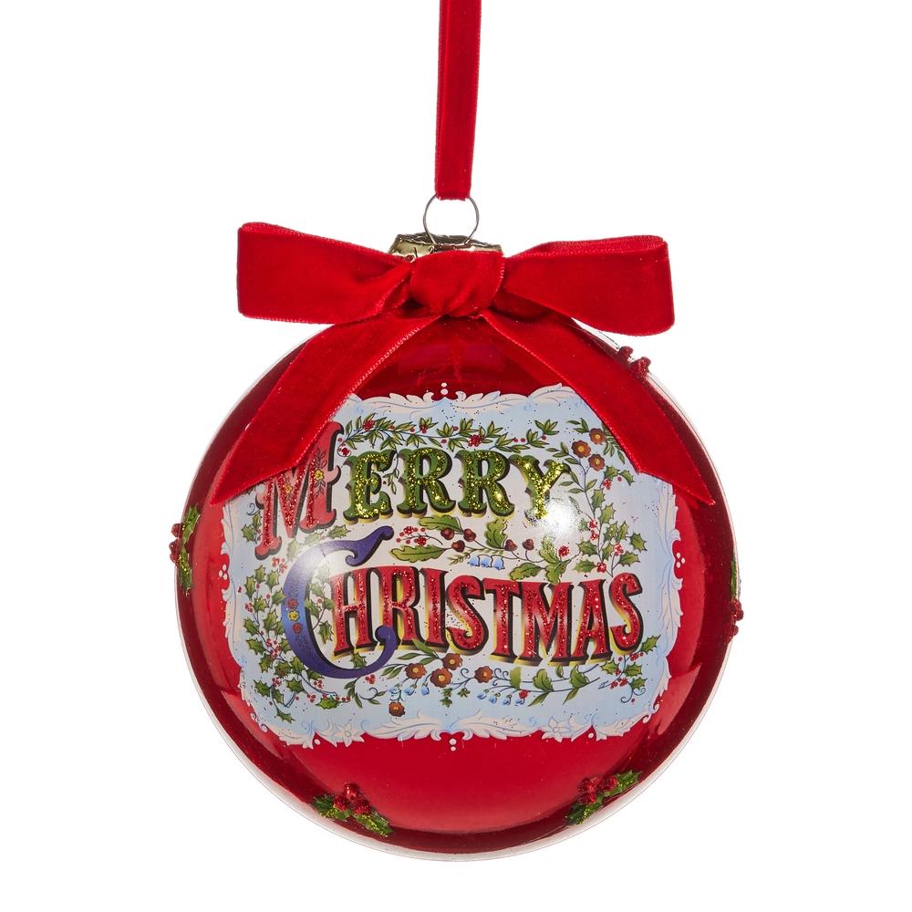 RAZ Imports 5" Antique Merry Christmas Ball Ornament