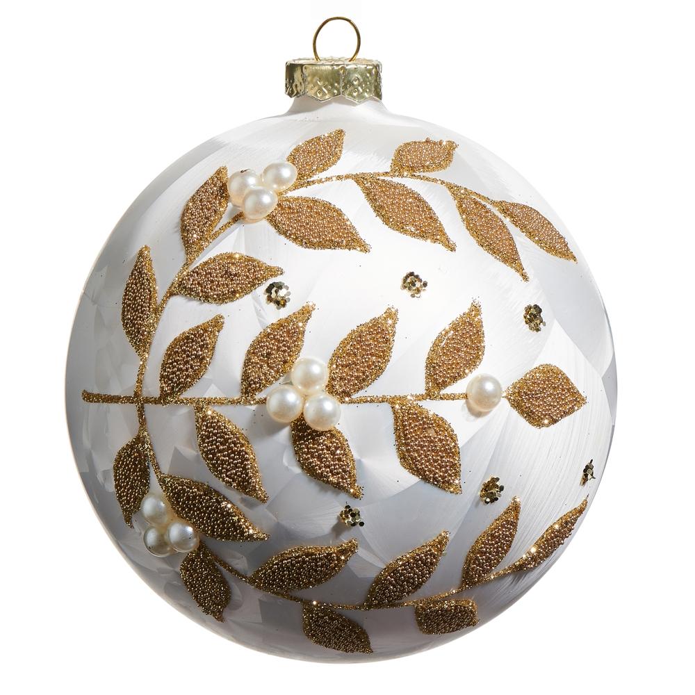 RAZ Imports 5" Beaded Vine Pattern Frosted Ball Ornament