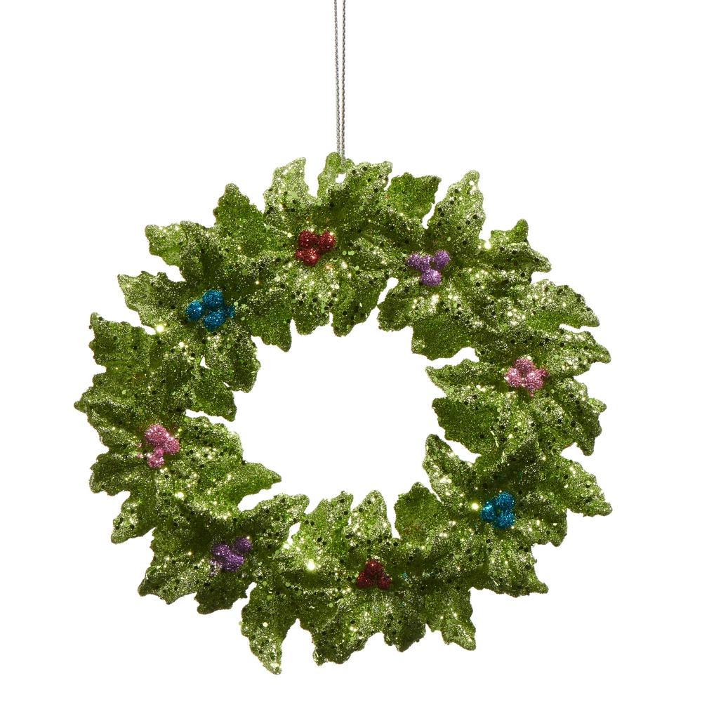 RAZ Imports 5" Holly Wreath with Multicolor Berry Ornament