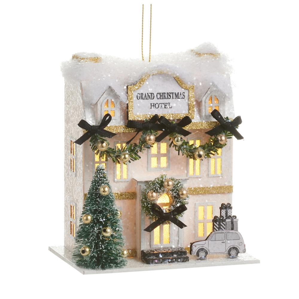 RAZ Imports 5" Lighted Paper Christmas Hotel Ornament