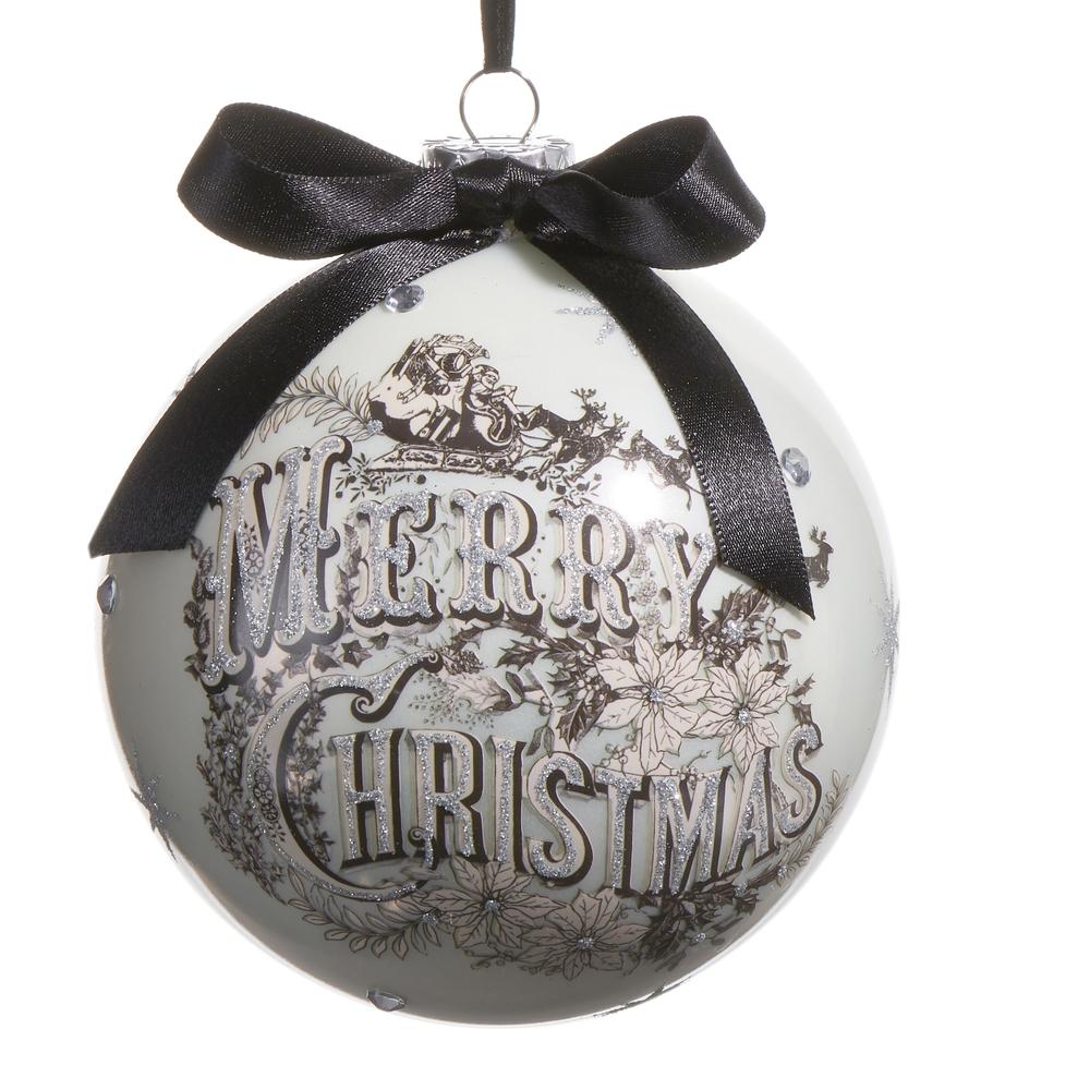 RAZ Imports 5" Vintage Merry Christmas Ball Ornament