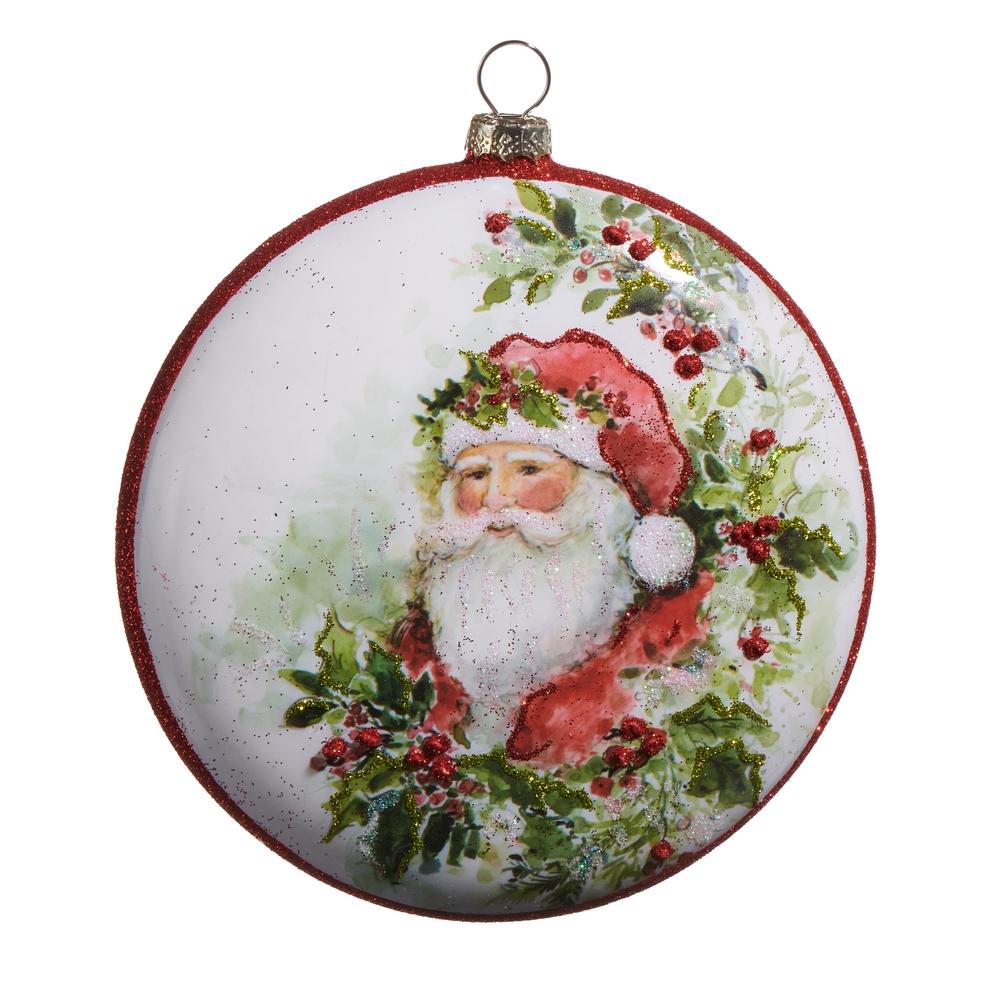 RAZ Imports 5" Watercolor Holiday Santa Disk Ornament