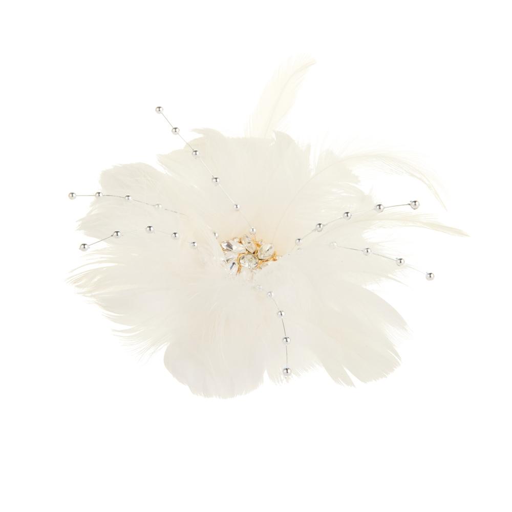 RAZ Imports 5" White Feather Blossom Clip-On Ornament