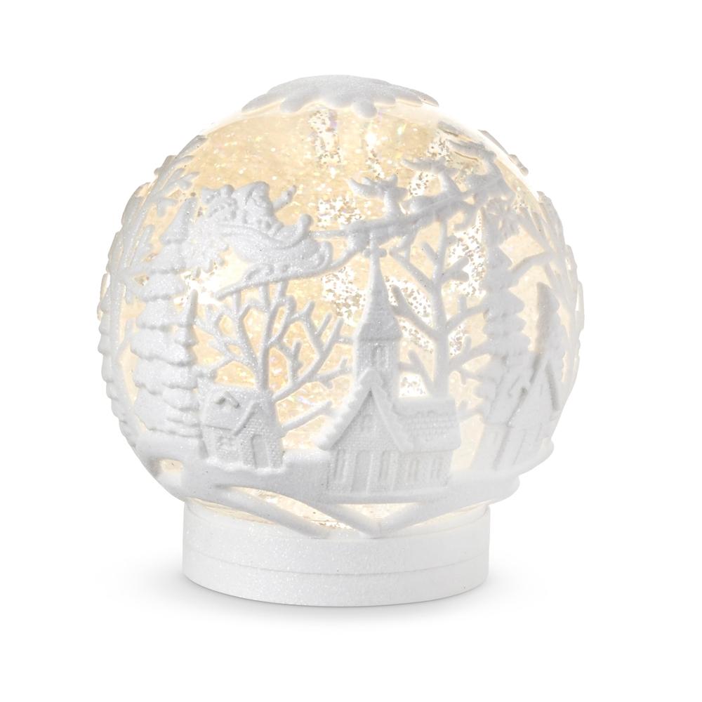 RAZ Imports 6.25" Town Scene Lighted Swirling Glitter Embossed Water Globe